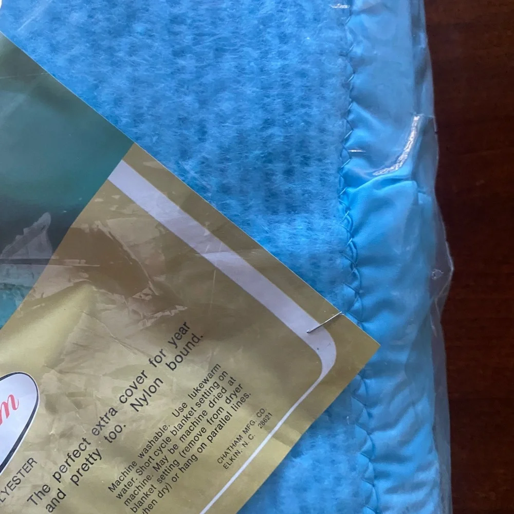 NOS Vintage Chatham Thermal Blanket Blue Royal Aire‎ Double Twin 72x90 Warm